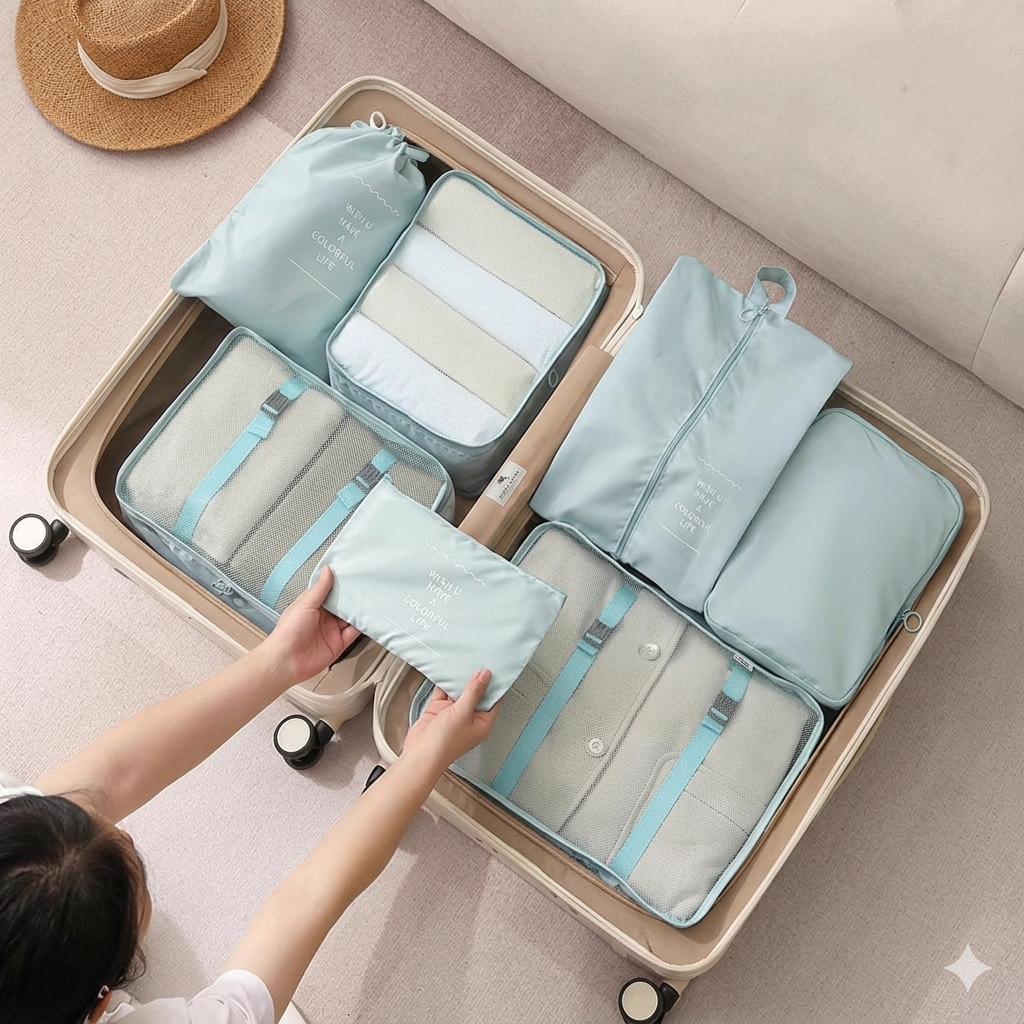 Gemini_Generated_Image_y9frnky9frnky9fr Cross-Border Amazon Popular Travel Storage Bag Seven-Piece Set - Image 1